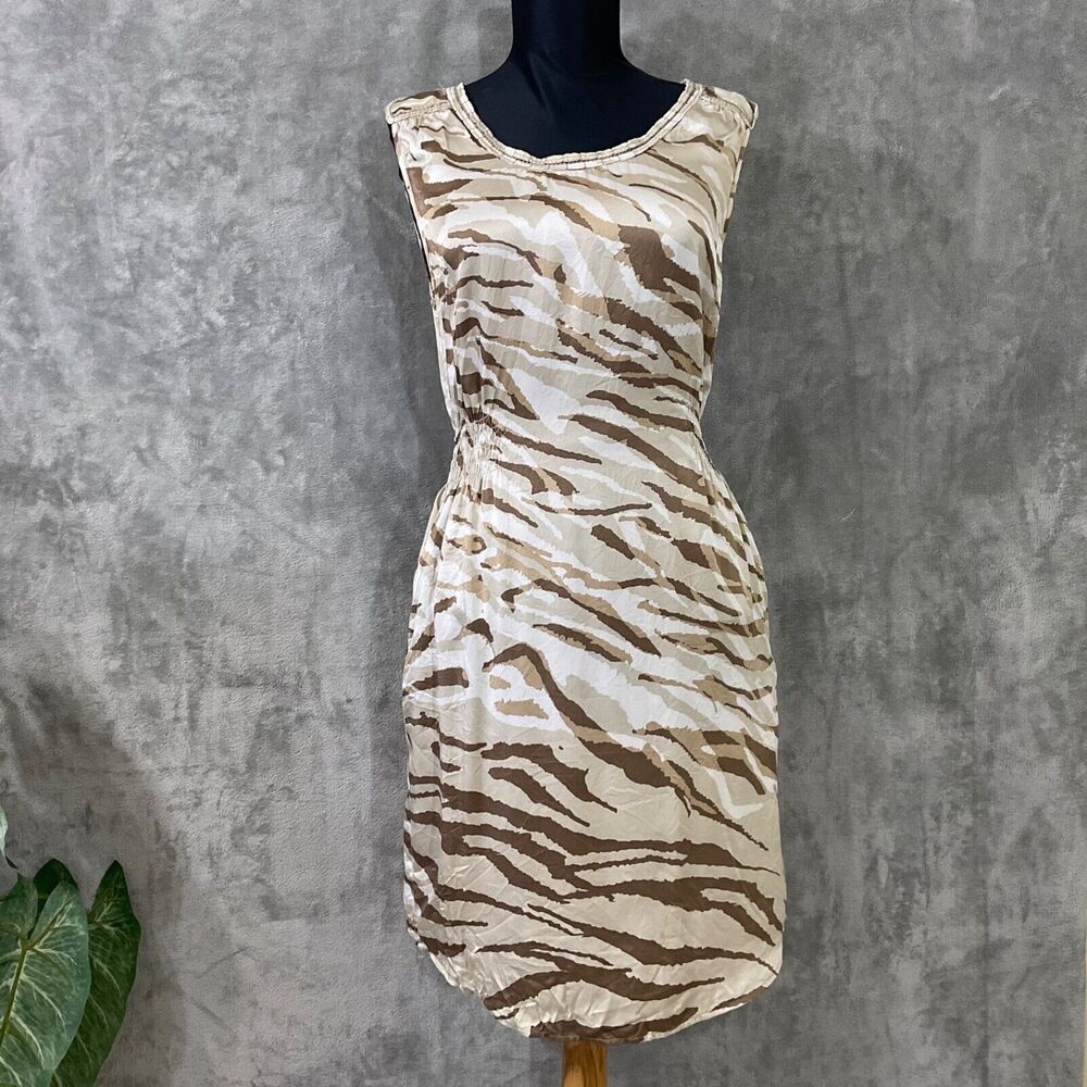 Banana Republic Silk Dress Animal Print Women's Sz 4 Party Boho pockets